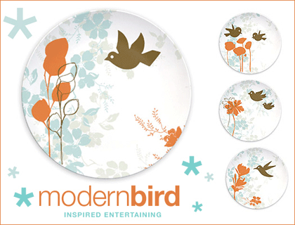 modern bird plates aprons entertaining