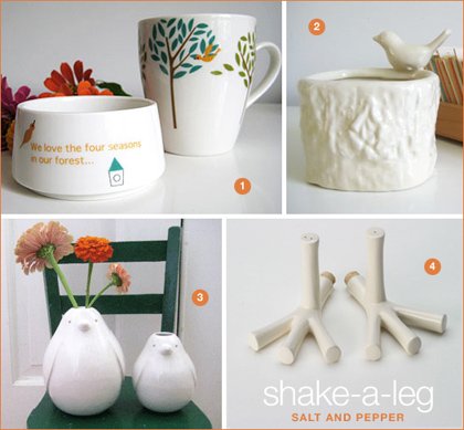 modern bird plates aprons entertaining