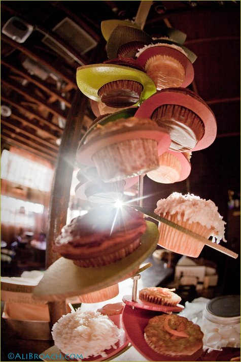 modern suspended cupcake tower