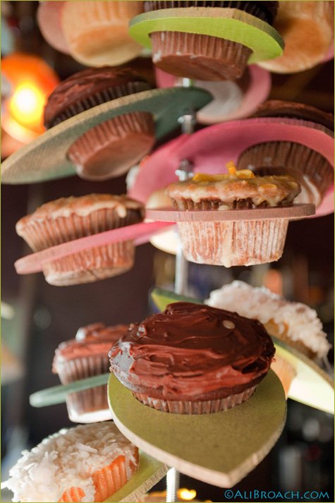 modern suspended cupcake tower