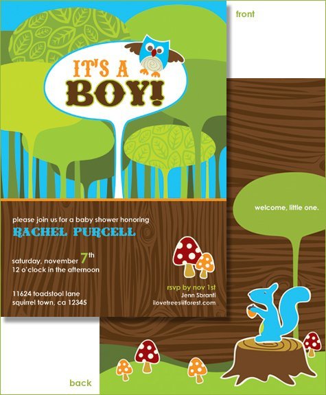 woodland forest baby shower invitations