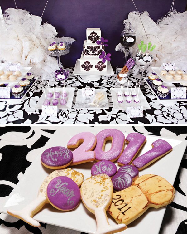 Purple Damask Dessert Table