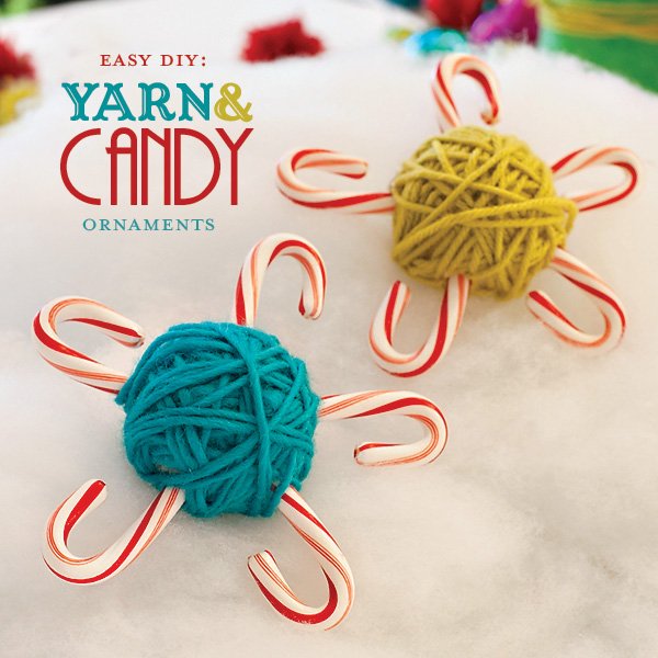 DIY Candy Cane Yarn Ornaments