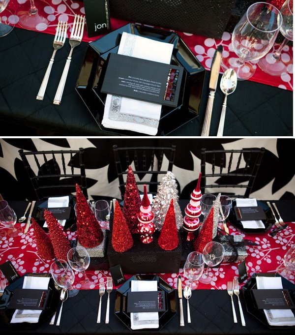 Modern Christmas Table Black White Red