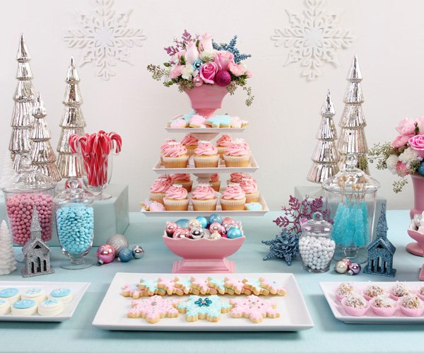 Pastel Pink & Blue Christmas Party Ideas