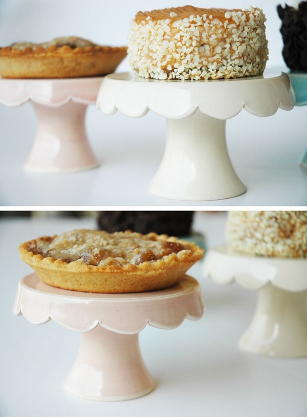 Mini Cakes and Pies displayed on Homemade Cupcake Stands