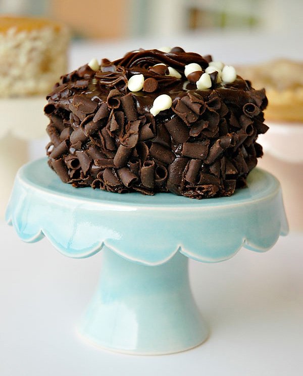Mini Chocolate Jack Daniels Cake displayed on Cupcake Stand