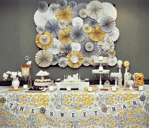 Yellow and Gray Dessert Table - Wedding or Engagement Party