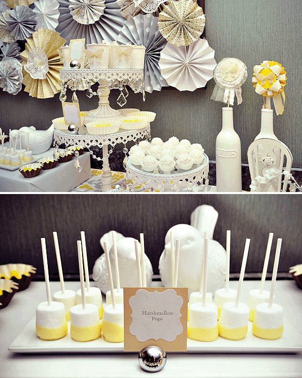 Yellow and Gray Dessert Table - Wedding or Engagement Party