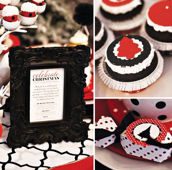 Modern red black white Christmas party