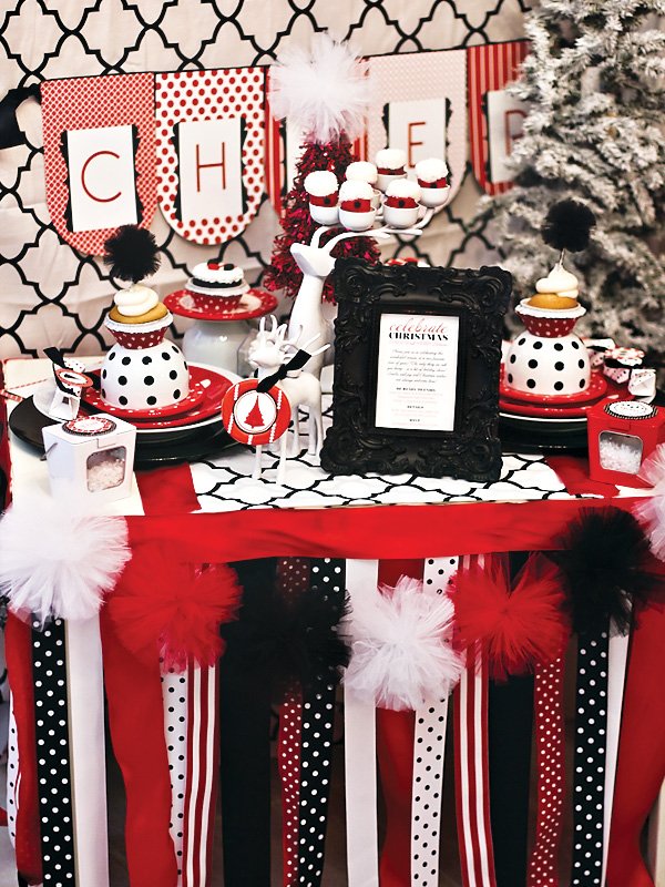 Modern red black white Christmas party