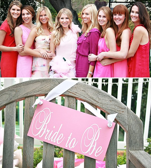 Pink Bridal Shower Dresses and Bride to Be Sign