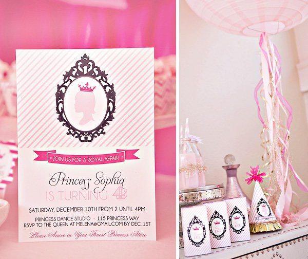 pink princess party invitations and party ideas