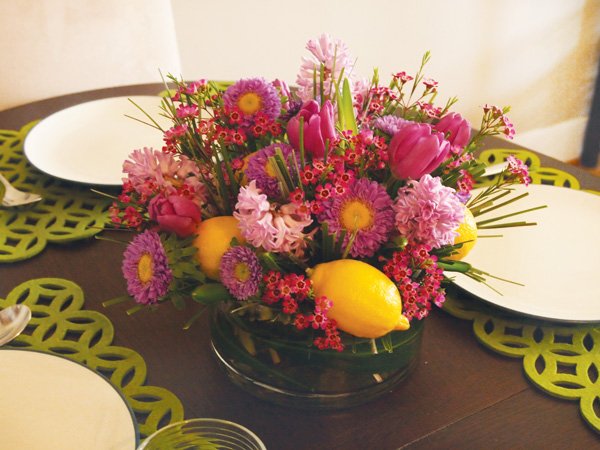 easter floral diy centerpiece with lemons