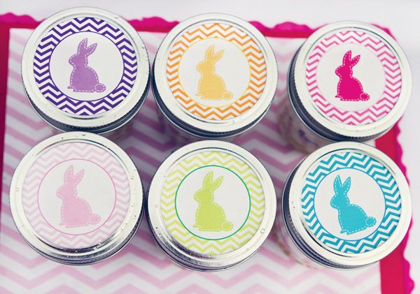 chevron easter bunny party - mason jar cupcakes