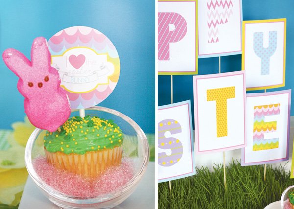 easter bunny collection cupcake topper and happy easter sign