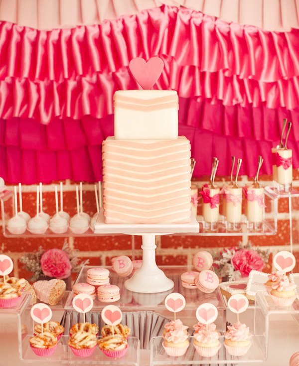 ribbons and ruffles baby shower dessert table