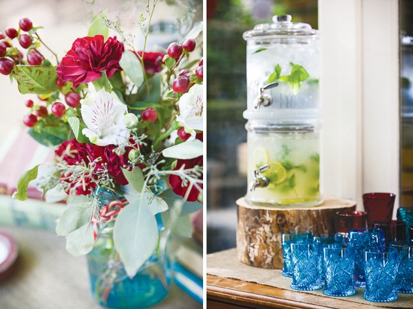 vintage travel baby shower florals and drinks
