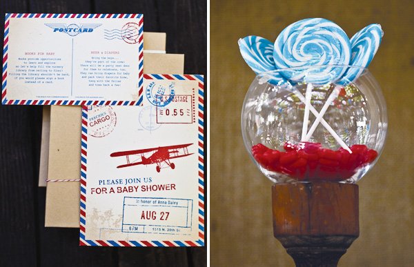 vintage travel baby shower invitation