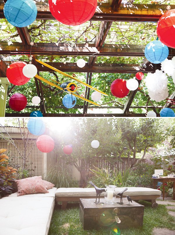 vintage travel baby shower lanterns