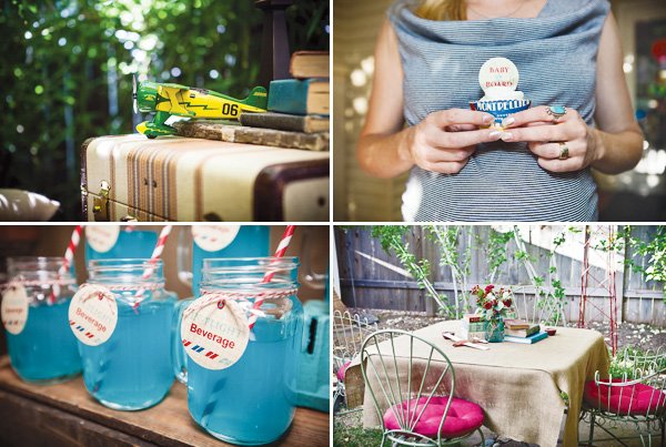 vintage travel baby shower striped straws