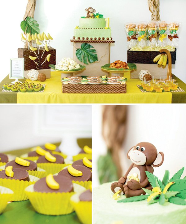 monkey birthday party dessert table