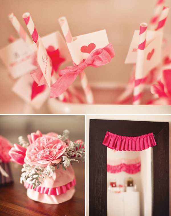 ribbons and ruffles baby shower flowers and straws