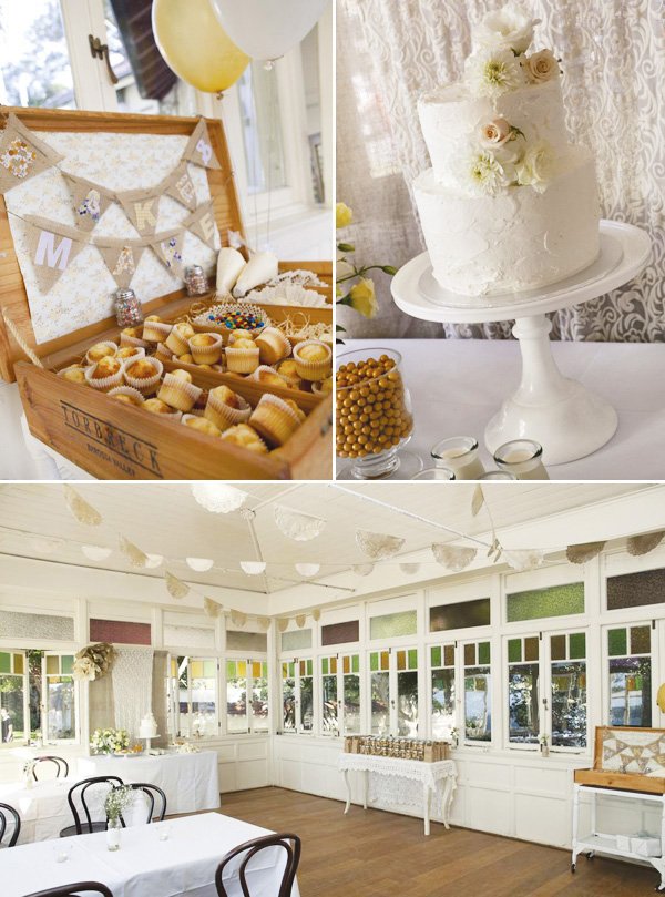 simple white wedding cake and cupcakes 
