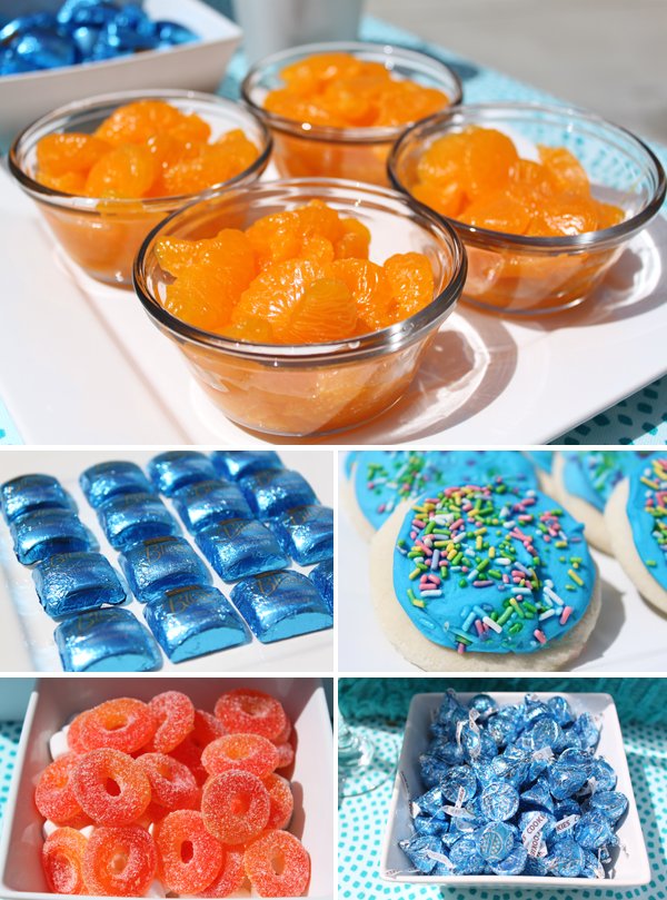 budget chic sweets bar using mandarin oranges