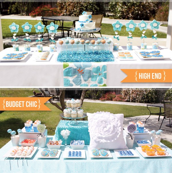 blue and orange dessert tables - party inspiration