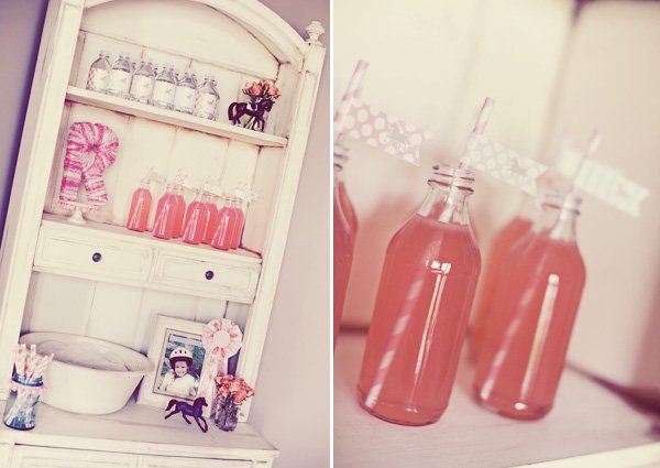 vintage pony party drink flags with polka dots