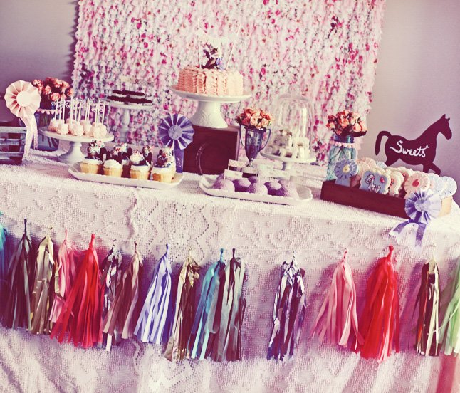 vintage pony party sweets table