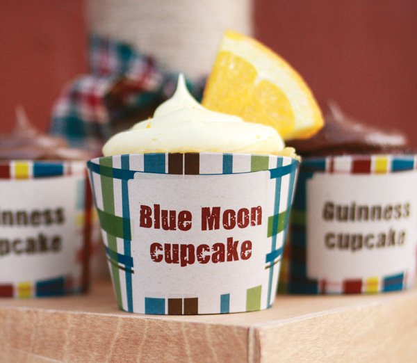 plaid beer tasting party with blue moon cupcakes