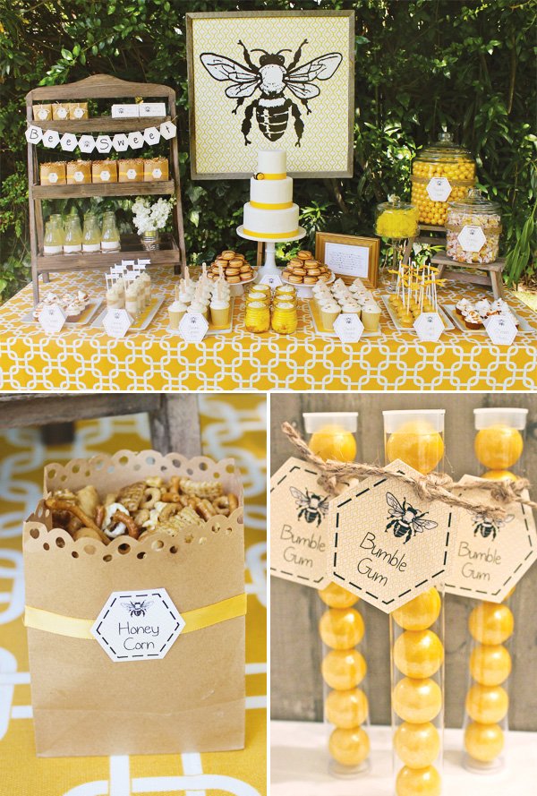 bumble bee party dessert table