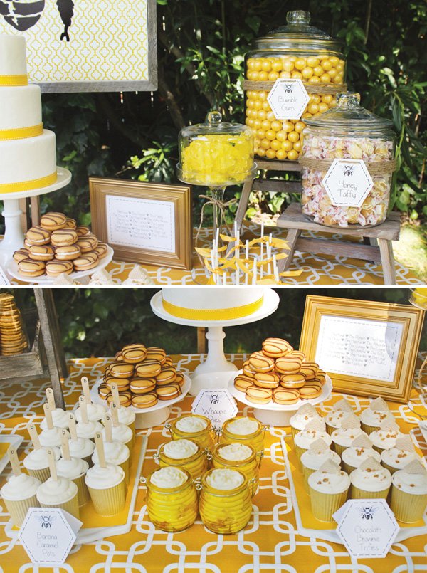bumble bee party sweets table