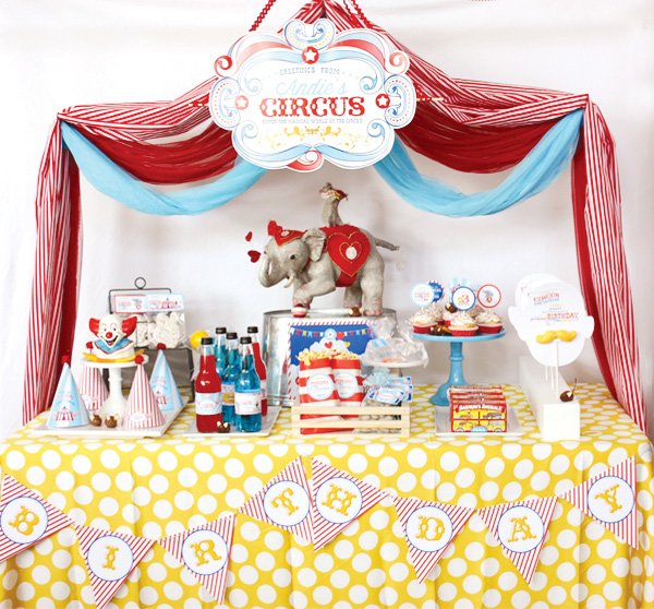 magical circus birthday party dessert table