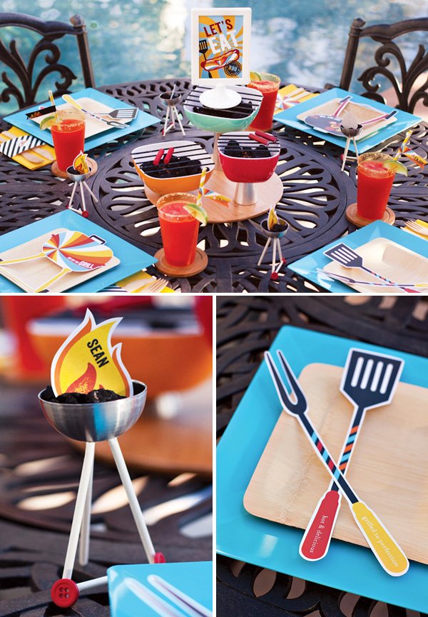 modern summer barbecue party table decorations