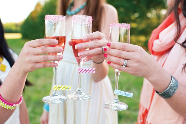 pin champagne toast at a neon bridal shower