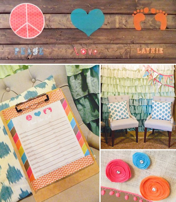 peace and love baby shower theme ideas and decorations