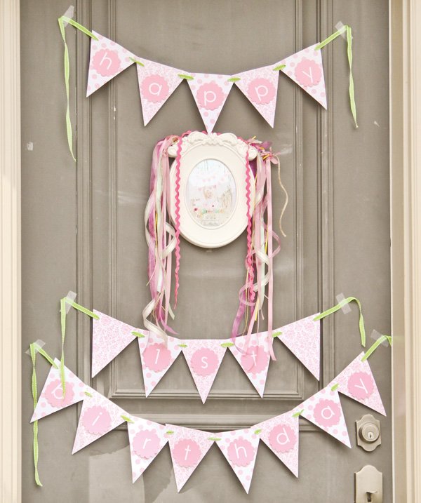 pink party welcome sign
