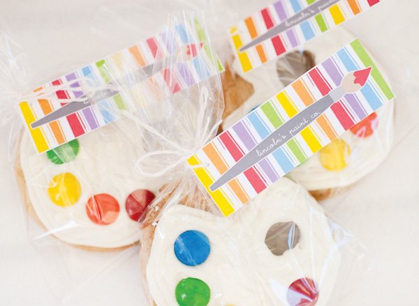 rainbow paint party cookies