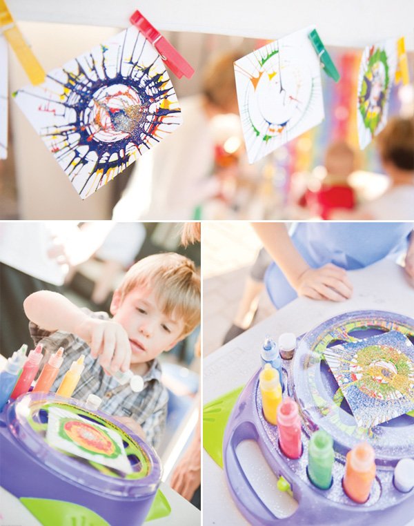 rainbow paint party spin art activitiy