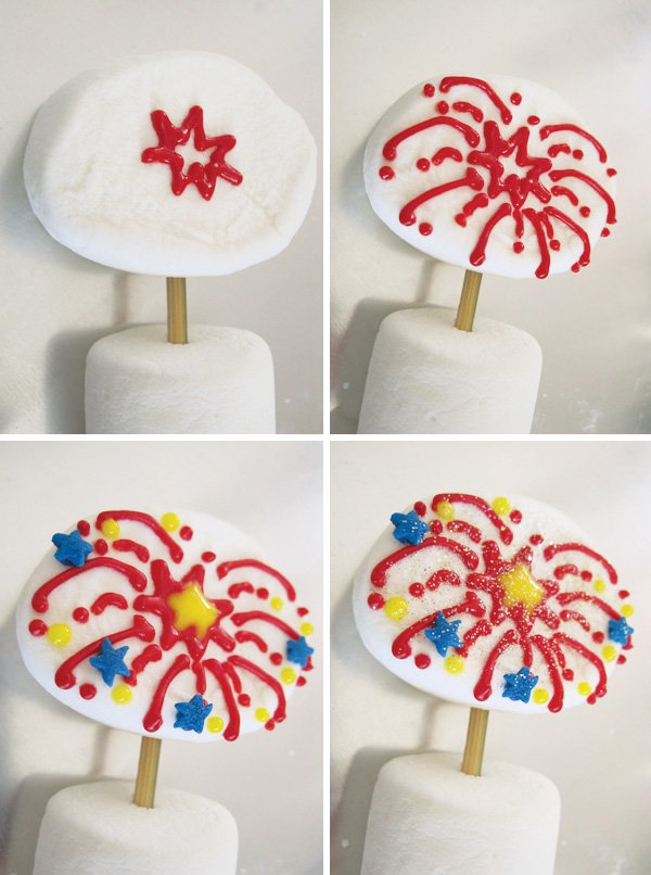 fireworks marshmallow pops - 4th of july dessert