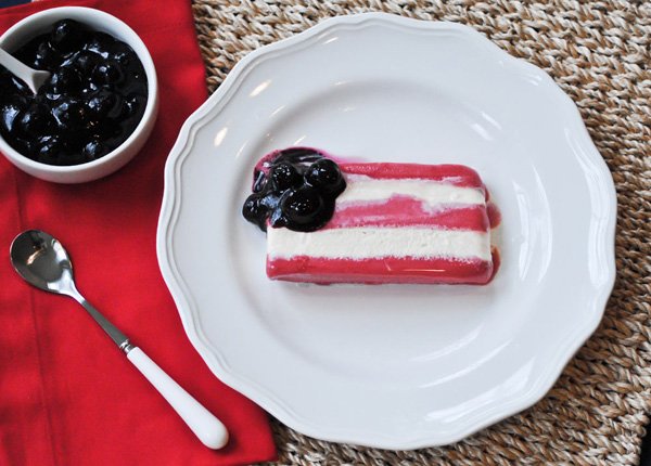 july 4th flag cake with ice cream and blueberries recipe
