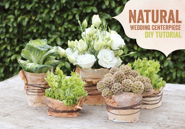 recycled container and bark wedding centerpiece diy tutorial
