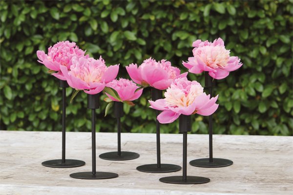 wedding diy centerpieces with peonies and candlesticks