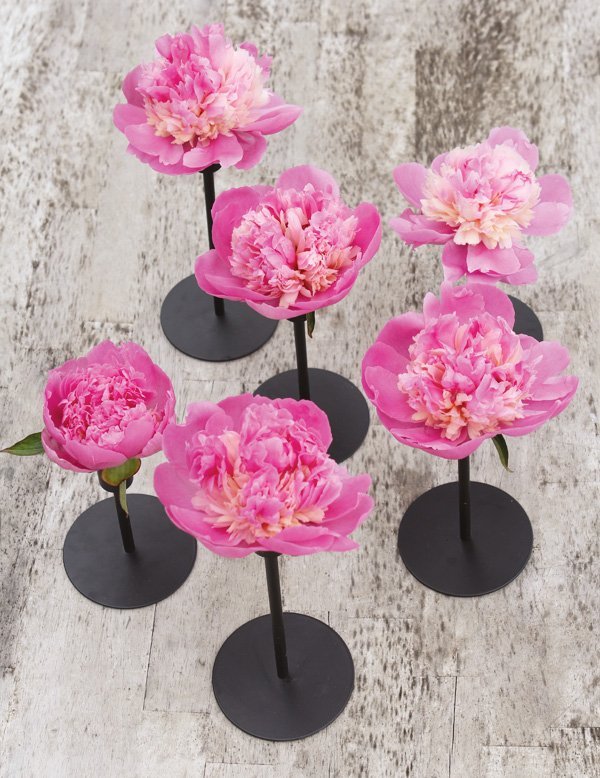 wedding diy centerpieces with peonies and candlesticks