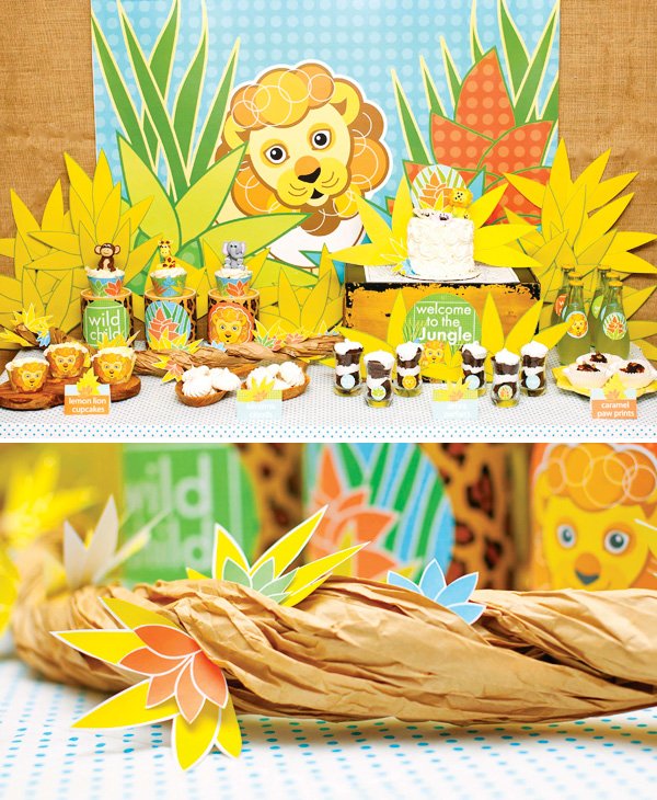 jungle party dessert table