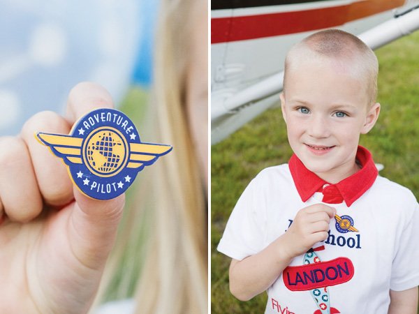 Airplane pilot wings and pilot school embroidered kids shirt