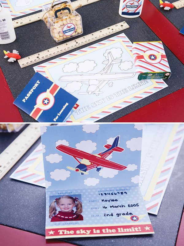 Airplane coloring place mat